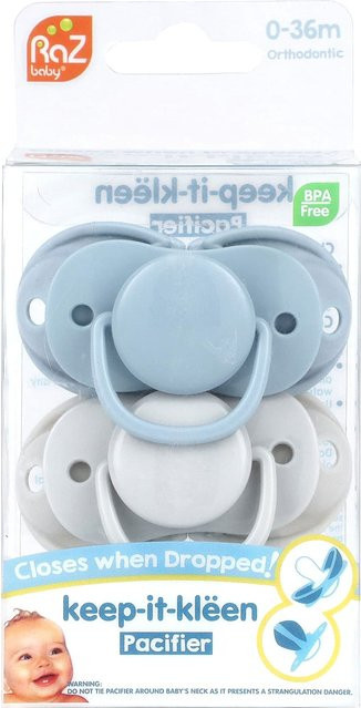 RaZbaby Keep-It-Kleen Handtücher für 0 bis 36 Monate, 2er-Pack, Blau, Grau und Weiß, BPA-frei und sterilisierbar - Bild 1