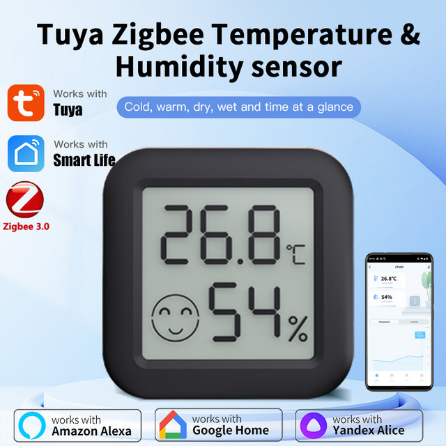 Tuya Zigbee 3.0 Temperatur- und Feuchtigkeitssensor mit App-Steuerung für dein Smart Home via Smart Life und Yandex Alexa - Bild 1
