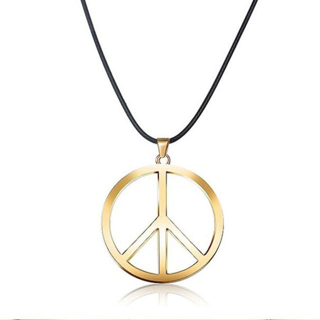 YIRAN Halskette, Friedenszeichen Symbol Anhänger, Edelstahl, 50cm, Unisex - Bild 1