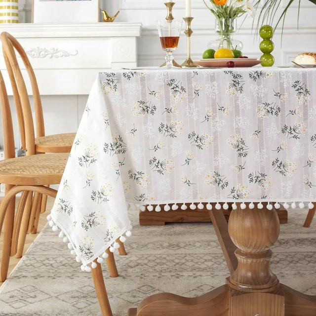 Binchi Outdoor Equipment Tischdecke mit floralem Muster in Weiß und Flieder, rechteckig, B/B: 90 x 140 cm - Bild 1