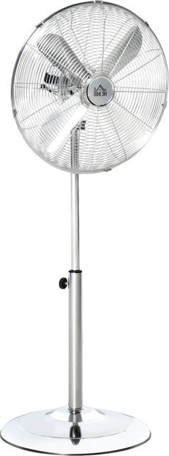 HOMCOM Standventilator in Silber aus Edelstahl und Polypropylen mit Oszillation, B/H/T: 44,5 x 87 x 44,5 cm - Bild 1