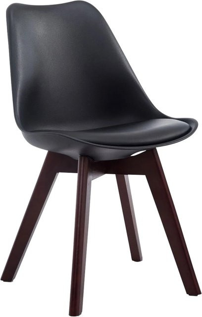 CLP Retrostuhl Borneo V2 mit Kunstlederbezug in Schwarz und Holzgestell, Sitzhöhe: 47 cm - Bild 1