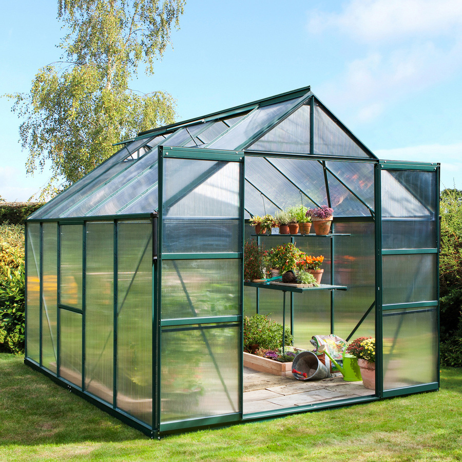 Vitavia Gewächshaus Meridian 8300 in Smaragdgrün mit Polycarbonat-Verglasung und Doppelschiebetür, 8,3 m² - Bild 3