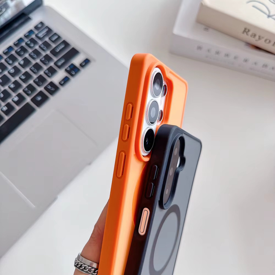 Matte MagSafe Handyhülle aus PC für Samsung Galaxy S26 Ultra S25 FE S24 S23 S22 Plus FE A56 A36 A26 A57 in Orange - Bild 2