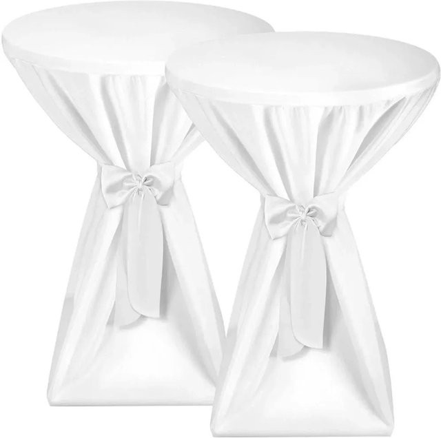 Beautissu Premium Stehtischhusse Weiß, 2-teilig, Durchmesser: 70 cm - Bild 1