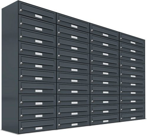 AL Briefkastensystem für 40 Parteien, Aufputzmontage, grau, B/H/T: 153,81 x 115,0 x 27,5 cm - Bild 1