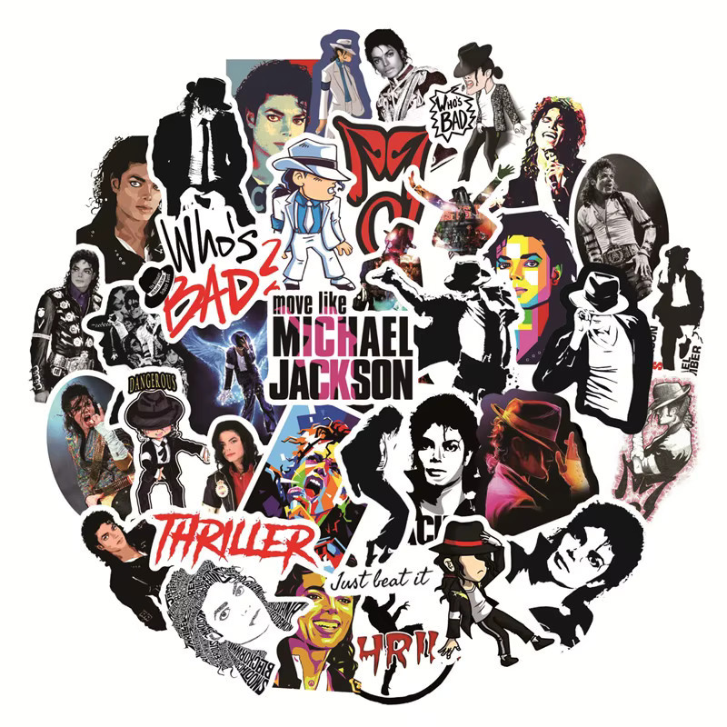 50 Stück Rockstar Michael Jackson Aufkleber in Multicolour als coole Graffiti-Sticker für Skateboard, Laptop, Gepäck und Handy zur Dekoration - Bild 3
