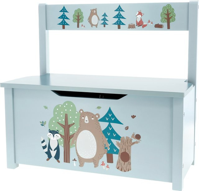 LUPILU Truhenbank aus Holz in Hellblau für das Kinderzimmer, B/T/H: 62,5 x 29,0 x 58,5 cm - Bild 1