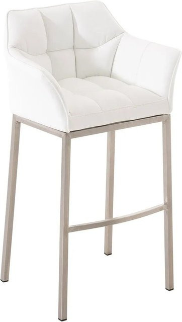 DELUKE Barhocker GIBEL Barstuhl aus Kunstleder in Weiß mit silbernen Elementen, B/T/H: 64 x 48 x 110 cm - Bild 1