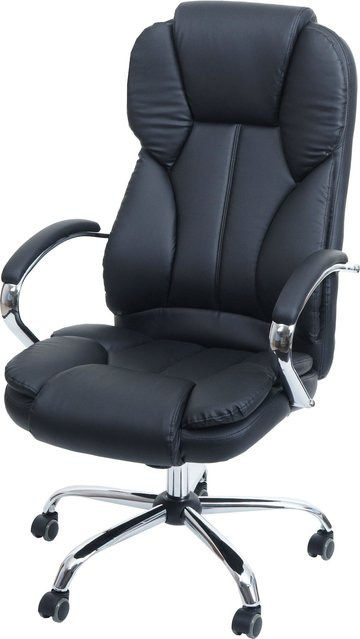 Profi-Bürostuhl Atlanta XXL Chefsessel MCW Drehstuhl aus Kunstleder in Schwarz mit Armlehnen und Rollen, belastbar bis 150 kg - Bild 1
