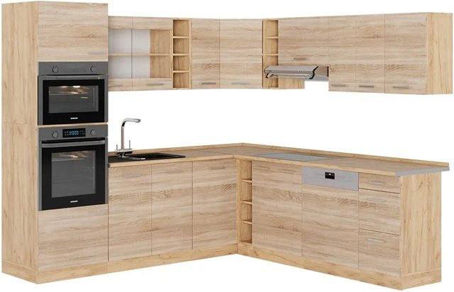 Vicco R-Line Eckküche Sonoma Goldkraft Eiche modern ohne Arbeitsplatte und Elektrogeräte - Bild 1