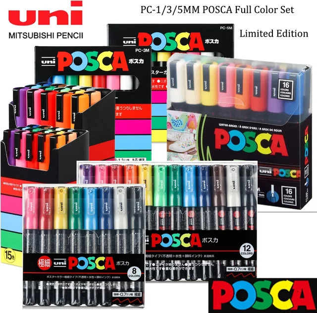 Uni Posca Marker Set PC-3M Acrylmarker Multicolor für Graffiti und DIY Kunstbedarf - Bild 1