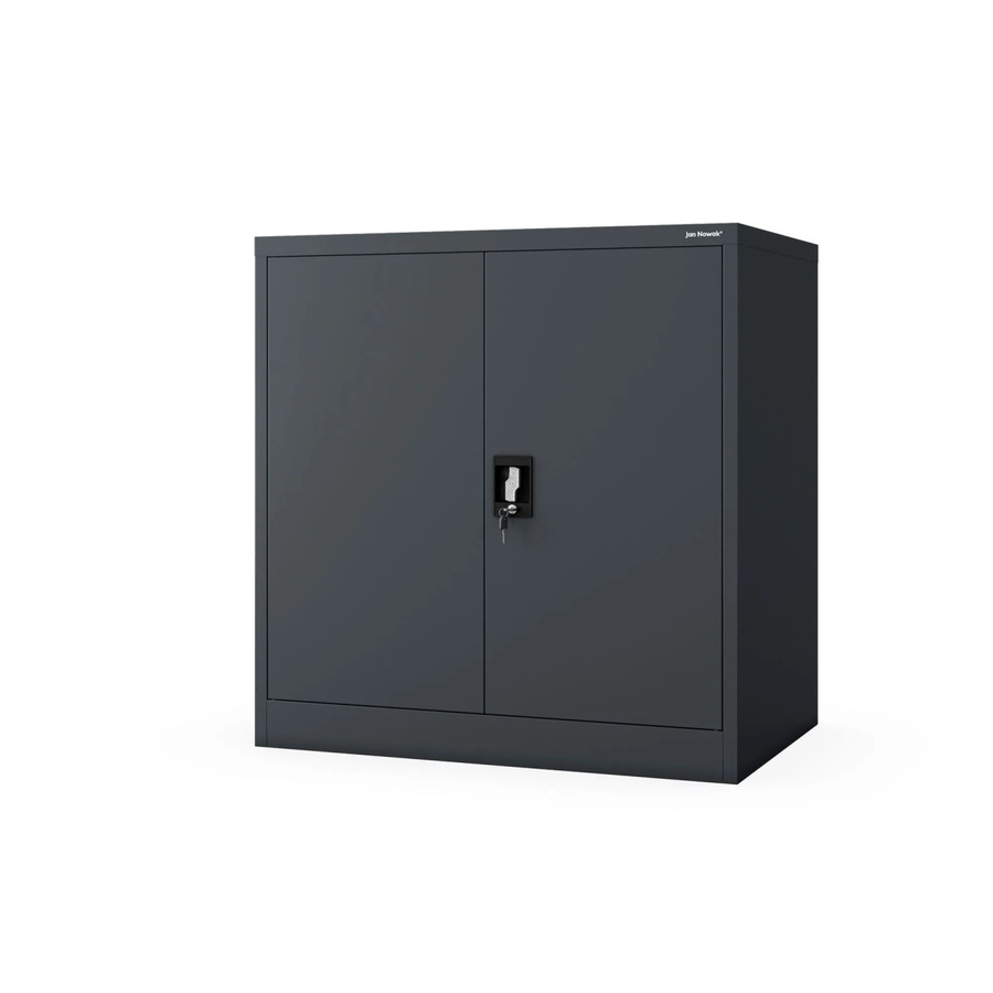 Jan Nowak Metallschrank BEATA D600 Anthrazit Matt, Abschließbarer Schrank für Büro und Werkstatt mit verstellbaren Regalböden, H: 93 cm, B: 90 cm, T: 60 cm - Bild 2