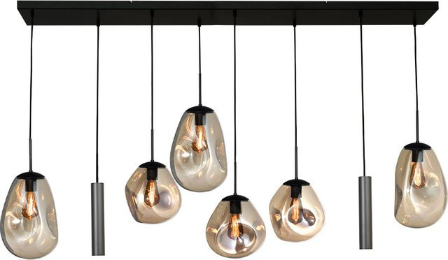 Masterlight Lava 6/2 Pendelleuchte 8-flammig in Schwarz Matt mit Gold Fumé Glas - Bild 1