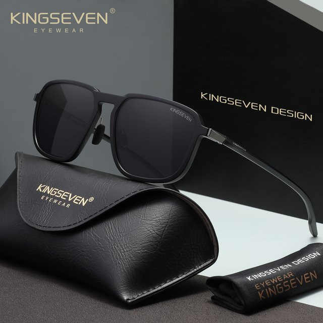 KINGSEVEN Sonnenbrille, Square, Vollrand, Schwarz, Unisex, polarisiert - Bild 1