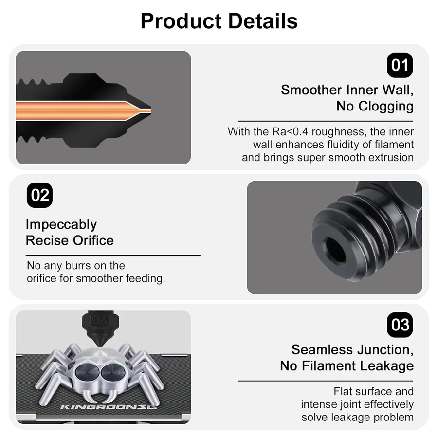 Creality MK8 Düse für CR-6 SE, CR5 PRO, Ender 3 S1 Pro und CR10 V2 aus Hartstahl und Messing, Farbe: Gold - Bild 3