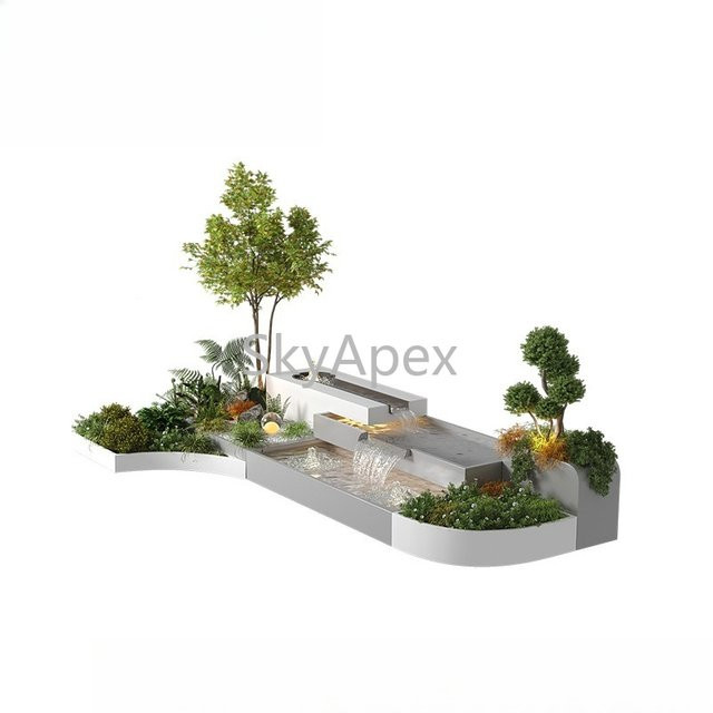 Wasservorhangwand aus Edelstahl in Silber für den Außenbereich als Wandbrunnen für Landschaftspools und Fischteiche - Bild 1
