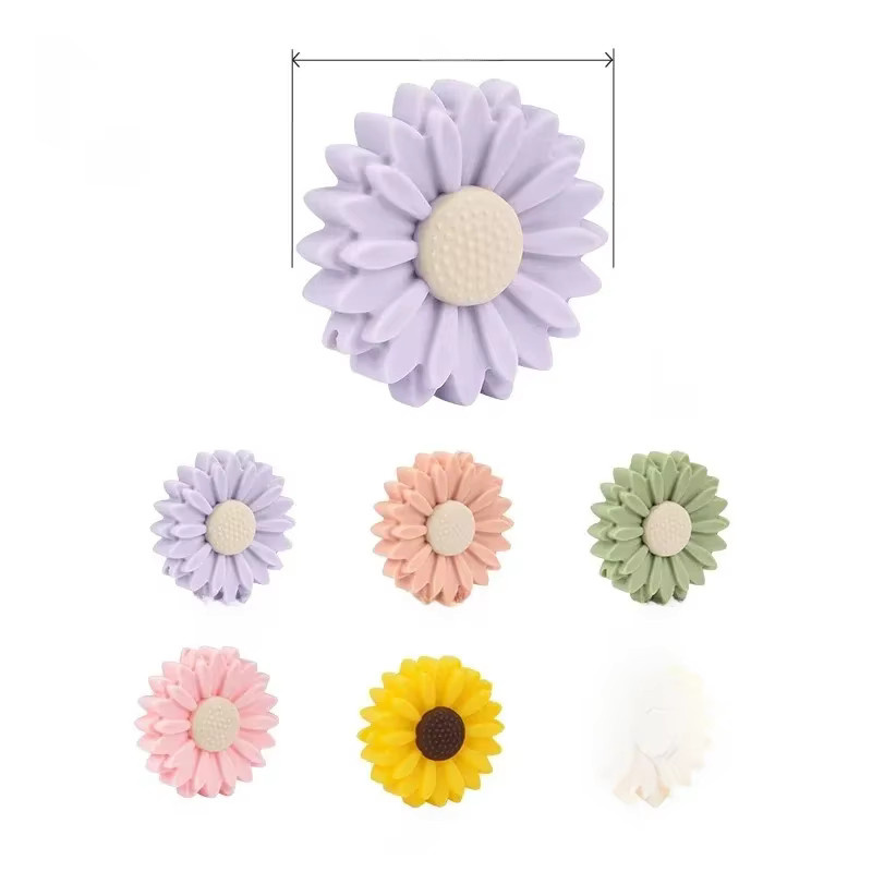 LOFCA Silikonperlen Gänseblümchen-Sonnenblumen, 30 mm, Unisex - Bild 1