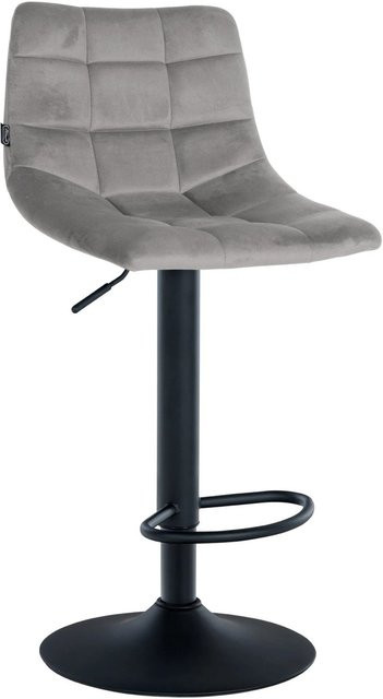 DELUKE Barhocker DUBAI moderner Tresenhocker mit Lehne aus Samt in Grau und Schwarz, drehbar 360 Grad, B/T/H: 43,0 x 46,5 x 108,5 cm - Bild 1
