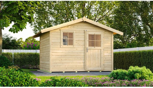 WEKA Gartenhaus 123 Gr.3 mit Satteldach aus Fichtenholz in Beige, B/H/T: 390 x 247 x 205 cm - Bild 1