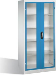 C+P Werkzeugschrank mit Sichtfenster-Drehtüren, 4 Böden, Front Lichtblau und Korpus Lichtgrau, H: 195 cm, B: 93 cm, T: 60 cm - Bild 1