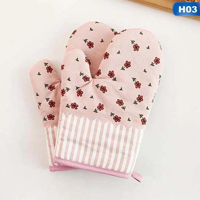 Hitzebeständlicher Ofenhandschuh aus Baumwolle in Pink für Küche und Mikrowelle - Bild 1