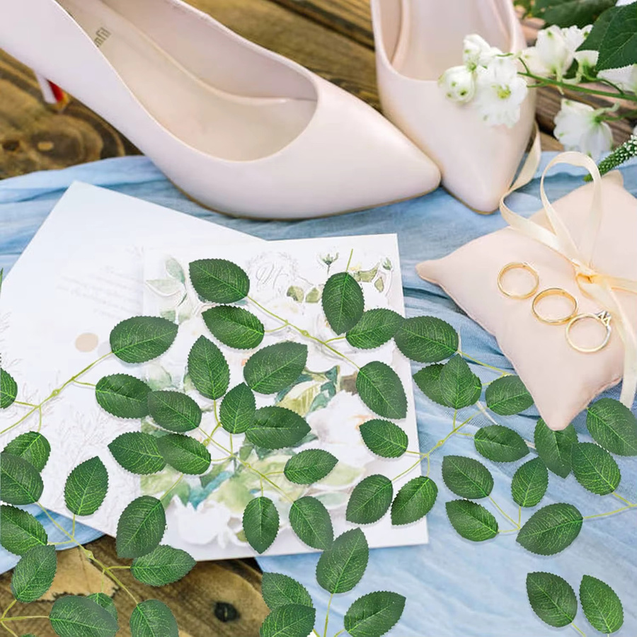 Künstliche Seidenrosen und Blätter in Grün für deine DIY-Dekoration, Hochzeiten oder Wandkränze - Bild 4