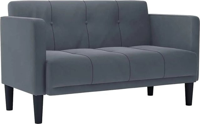 vidaXL Zweisitzer-Sofa aus Samt in Dunkelgrau, modernes Polstersofa für das Wohnzimmer, B/T/H: 124 x 74,5 x 67 cm - Bild 1