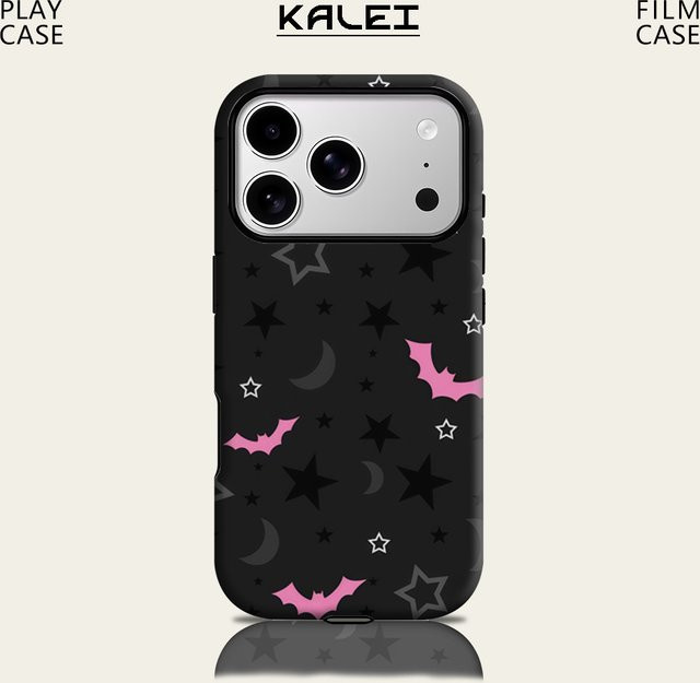 Magnetische Tough Handyhülle Gothic Pink Bat Skies für iPhone 17 16 15 14 Pro Max Plus in Pink und Schwarz - Bild 1