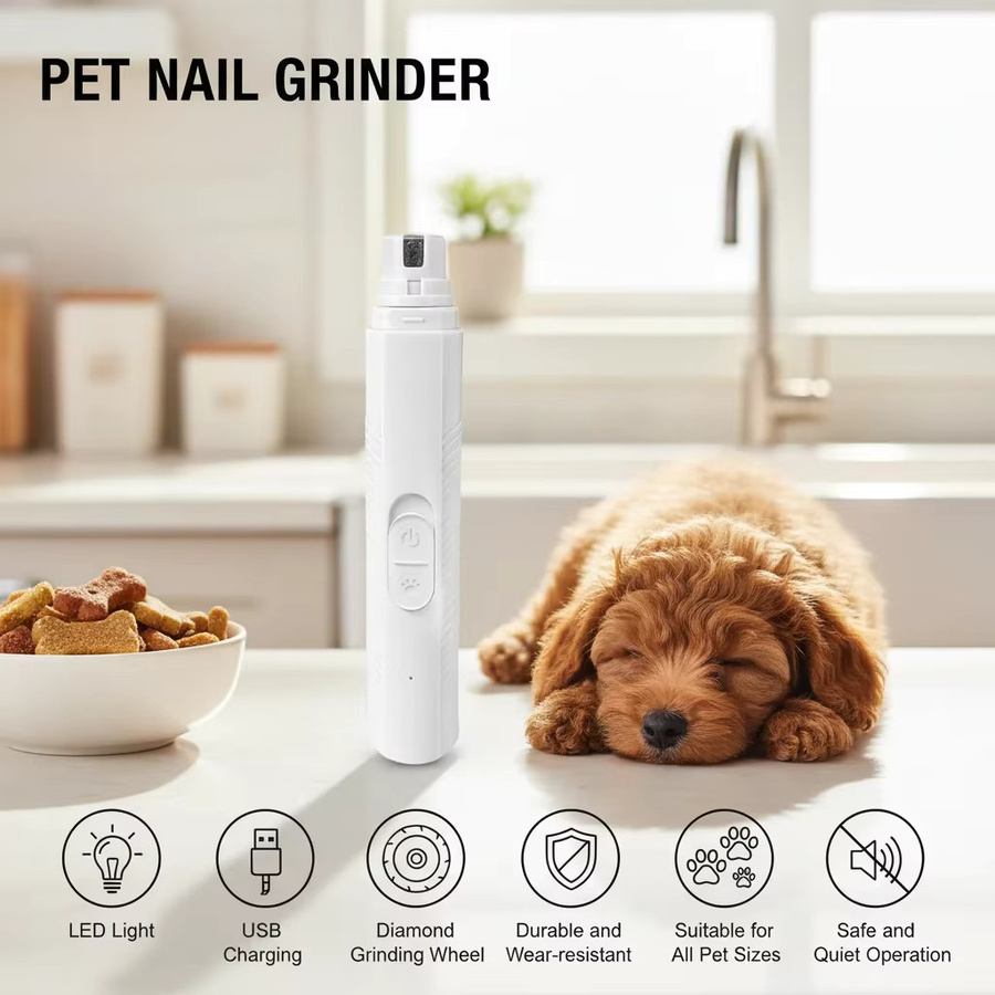 ZHUOJI Elektrischer Nagelpolierer für Hunde und Katzen mit LED-Beleuchtung, Weiß - Bild 2