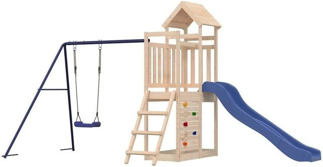 vidaXL Spielturm aus Kiefernholz mit Rutsche, Schaukel und Sandkasten in Blau, H x B x T: 186 x 214 x 160 cm - Bild 1