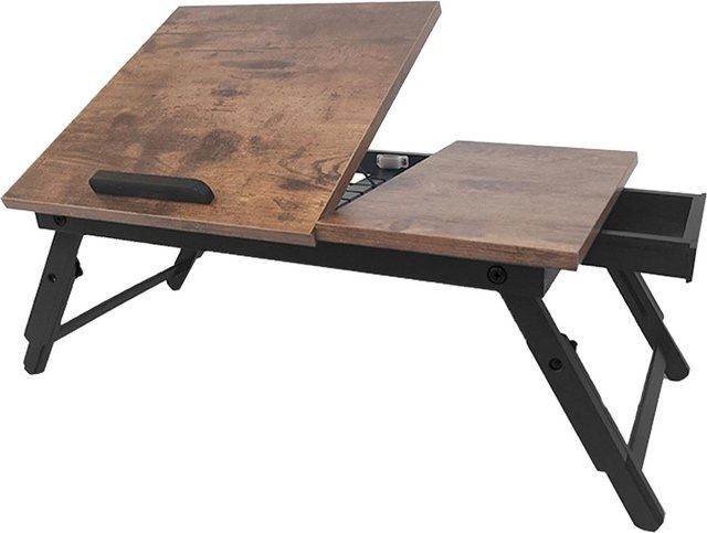 Relaxdays Laptoptisch aus Bambus und MDF in Schwarz und Braun, höhenverstellbar und neigbar, B/T/H: 70 x 35 x 27 cm - Bild 1