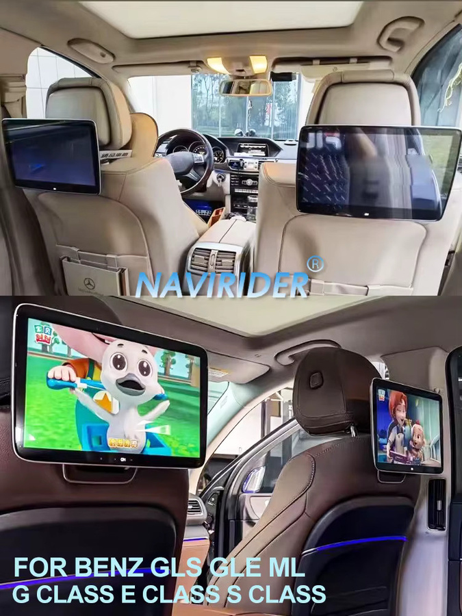NAVIRIDER Android Multimedia-Videoplayer für Mercedes Benz GLS GLE ML G-Klasse S-Klasse E-Klasse als Kopfstützen-Autozubehör für den hinteren Unterhaltungsbildschirm, Schwarz - Bild 4