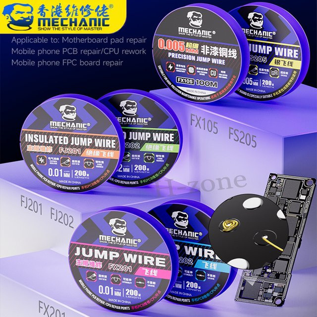 MECHANIC Jump Wires FX105 FS205 FJ201 FJ202 FX202 Extrafeine Silber-Jumperdrähte für die Reparatur von Mobiltelefon-PCBs und die Wartung von CPUs, Farbe: Silber - Bild 1