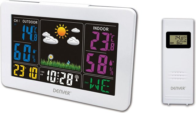 Denver WS-540 Wetterstation für Innen und Außen mit Temperatur- und Luftmessung in Weiß - Bild 1