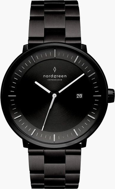 Nordgreen Herrenuhr Philosopher, Quarz, Edelstahl, 40 mm, Schwarz, 3 ATM - Bild 1