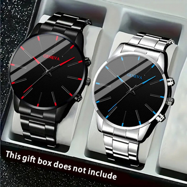 DSIMPLE Armbanduhr Quarz, Edelstahl, Schwarz, Silber, Herren - Bild 1