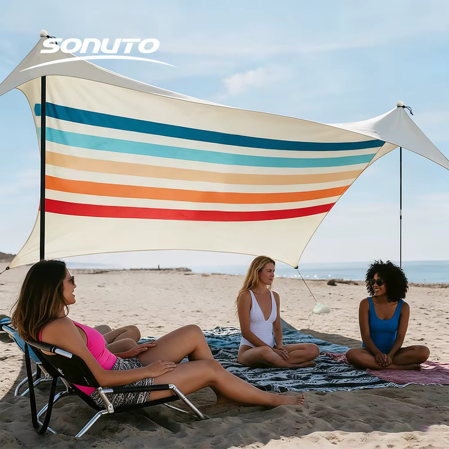 Sonuto Lycra Strandzelt mit UPF 50+ Sonnenschutz und 4 Sandsack-Ankern in Multicolour - Bild 3