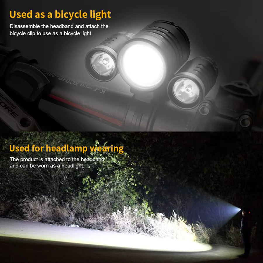 Boruit leistungsstarker LED-Scheinwerfer mit wiederaufladbarem 18650 Akku und USB-C, schwarze Taschenlampe für Camping, Arbeit und Outdoor-Aktivitäten - Bild 5