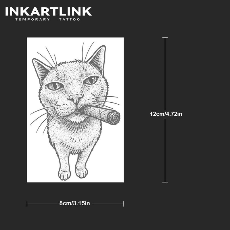 INKARTLINK Zigarren-Kätzchen-Tattoo-Pflaster, wasserfest - Bild 4