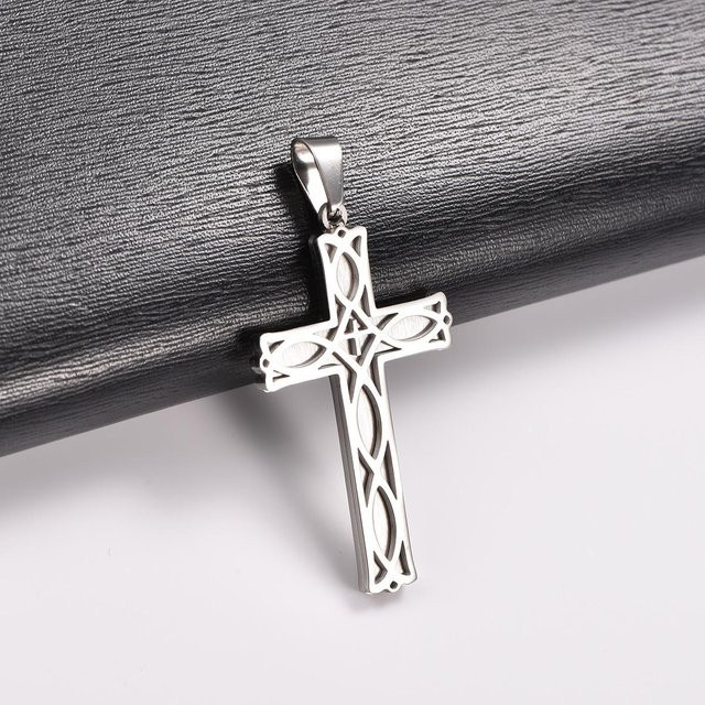 YULIN Halskette mit Kreuz-Anhänger, Edelstahl, Silber, Unisex, 50 cm - Bild 1