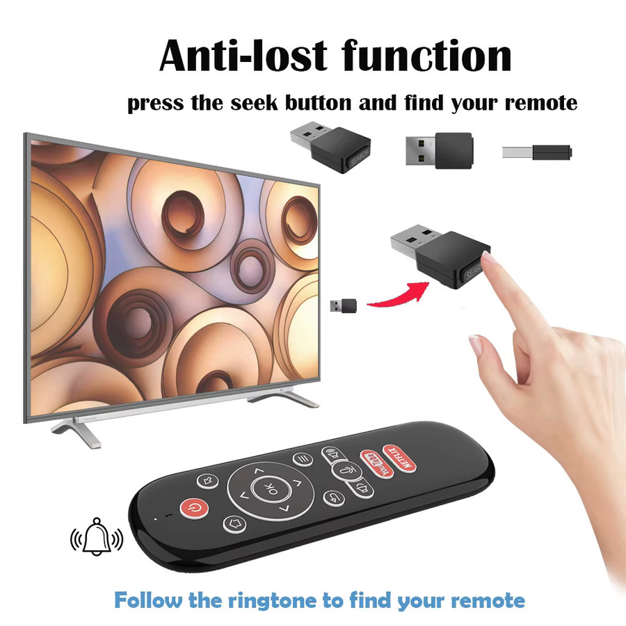 MRSVI W1 PLUS Air Mouse Fernbedienung in Schwarz: Kabellose 2,4G RF Mini-Tastatur mit Gyroskop und IR-Funktion für Android TV Box - Bild 3