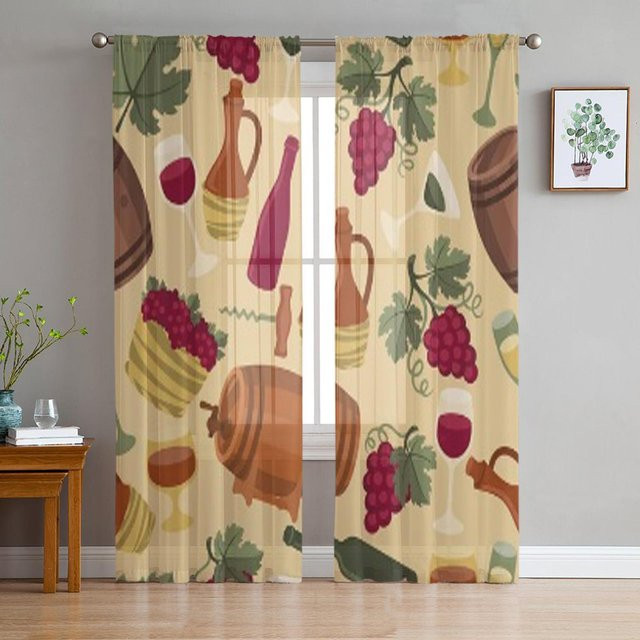 Super Six Transparente Tüllvorhänge im ethnischen Stil mit Afrikanischer Frau Motiv, Organza-Voile-Vorhang, Mehrfarbig, Breite: 135 cm, Höhe: 114 cm - Bild 1