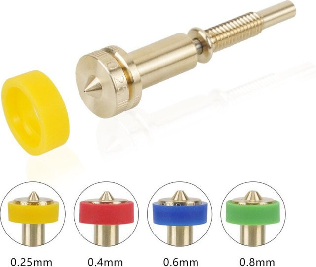 E3D Messingdüse für E3D Revo HotEnd und Voron Extrusionsköpfe, passend für 1,75 mm Filament, Farbe: Gold/Rot - Bild 1