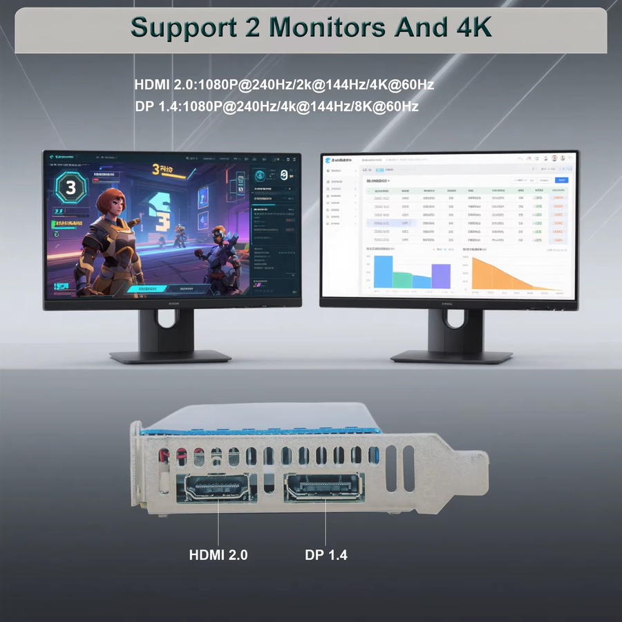 SRhonyra RTX 3060 12GB Low-Profile-Grafikkarte mit GDDR6 192-Bit PCIe 4.0 x16 und Dual-Ausgängen für SFF, Thin ITX und HTPC PCs - Bild 3