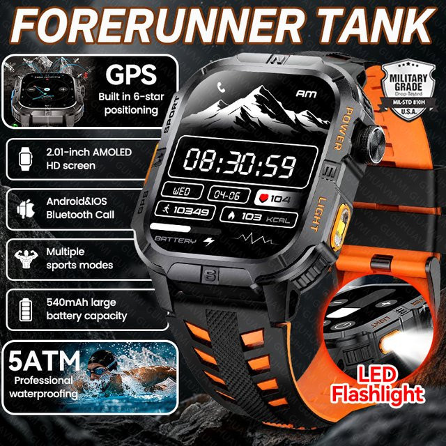 GUHUAVMI Smartwatch, GPS, Schwarz, Silikon, Herren - Bild 1