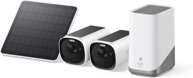 eufyCam E40 Starter-Set 2+1: WLAN Überwachungskameras mit HomeBase 3 und Solarpanel in Weiß - Bild 1