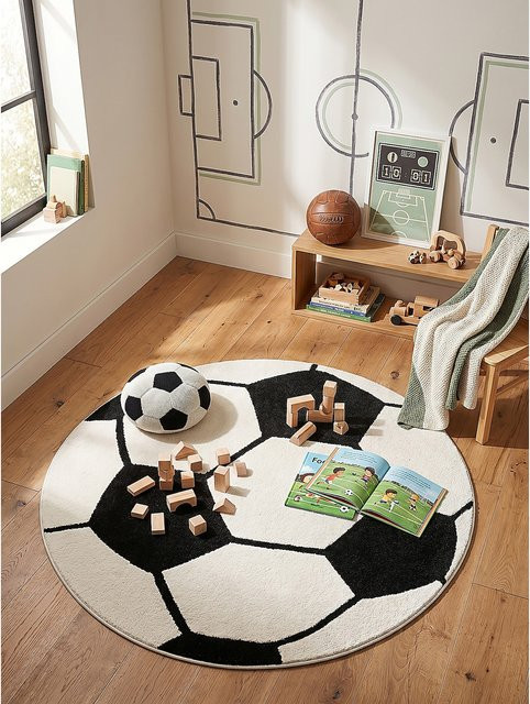 Pflegeleichter Kinderteppich Kadima von CANAZEI in Schwarz und Multicolour, B/B: 120 x 120 cm - Bild 1