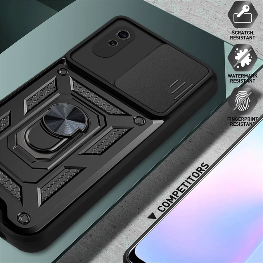 Xiaomi Redmi 9A Schutzhülle mit magnetischem Ring und Kamera-Objektivschutz in Schwarz oder Grün - Bild 3