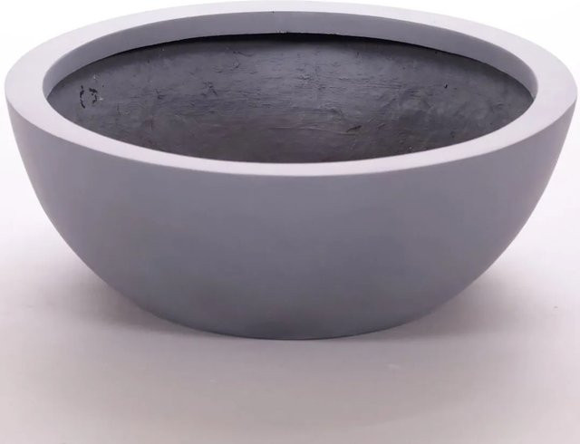 Pflanzkübel Fiberglas Schale rund von Elegant Einrichten in Grau, Durchmesser: 34 cm, Höhe: 12 cm - Bild 1